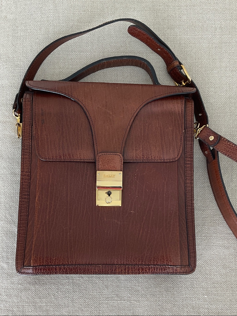 BALLY Vintage Brown Leather Crossbody Messenger Bag
